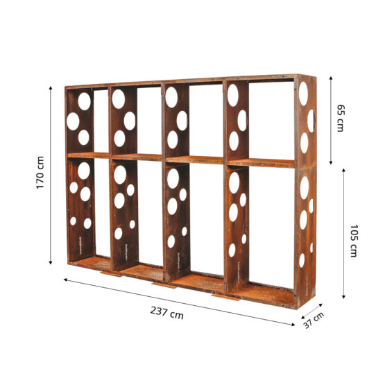 GrillSymbol Corten Steel Firewood Rack WALL-L 237*37*170 cm