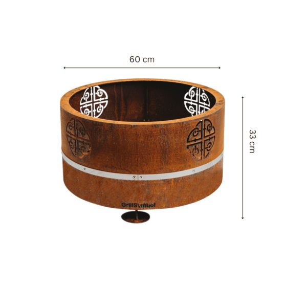 GrillSymbol Corten Steel Fire Pit Lucas Mini, ø 60 cm + lid