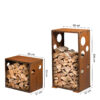 GrillSymbol Corten Steel Firewood Rack WoodStock Set of 2