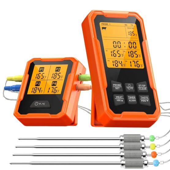 GrillSymbol Wireless Meat Thermometer, With 4 Probes