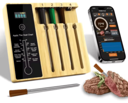 GrillSymbol Smart Wireless Meat Thermometer, With 4 Probes