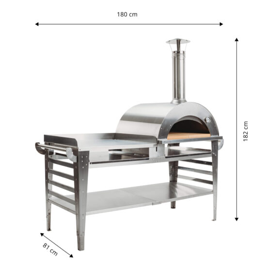 GrillSymbol Wood Fired Pizza Oven with Stand and Side Table Pizzo-XL-Set-inox GrillSymbol Wood Fired Pizza Oven with Stand and Side Table Pizzo-XL-Set-inox