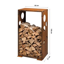 GrillSymbol Corten Steel Firewood Rack WoodStock M 60*37*106 cm