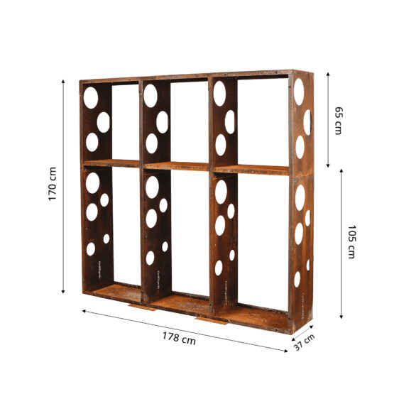 GrillSymbol Corten Steel Firewood Rack WALL 178*37*170 cm