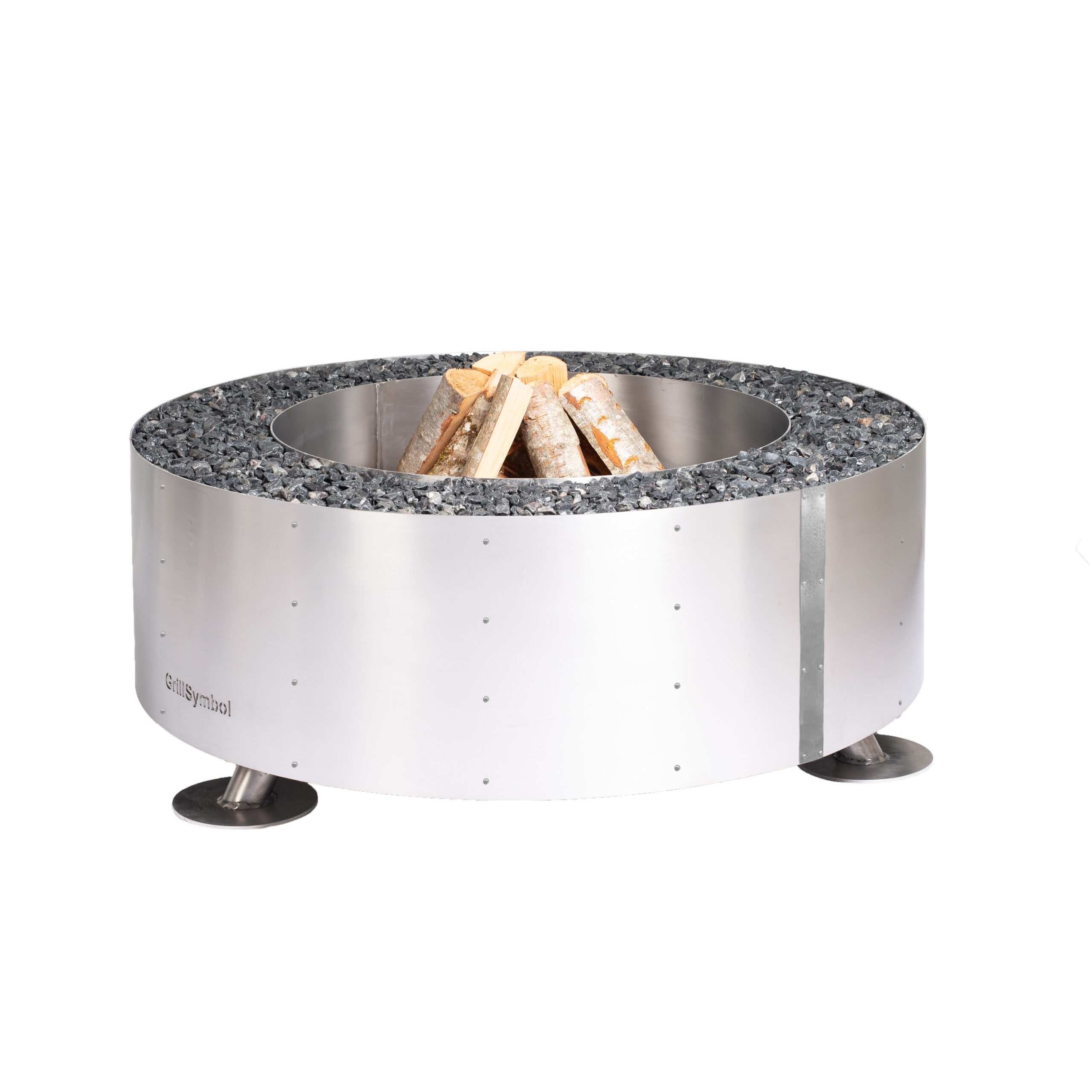 GrillSymbol Stainless Steel Fire Pit Luna Silver GrillSymbol Stainless Steel Fire Pit Luna Silver