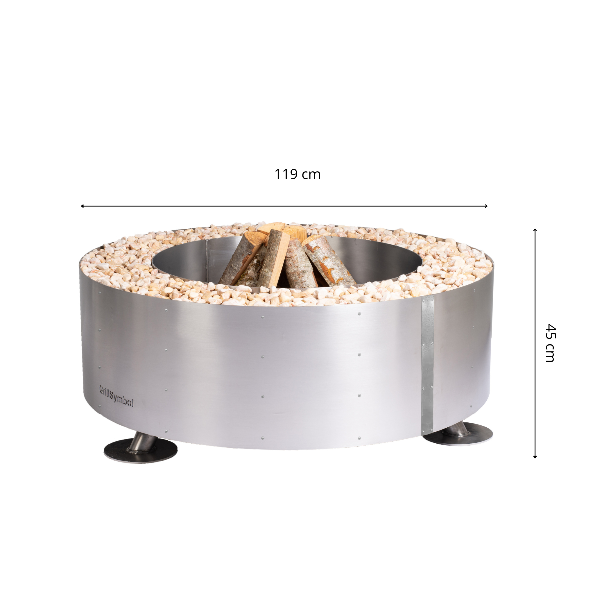 GrillSymbol Stainless Steel Fire Pit Luna Silver GrillSymbol Stainless Steel Fire Pit Luna Silver